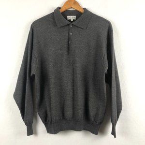 Poeta Moda Visitor Men's Size Large Dark Grey Long Sleeve Collared Sweater